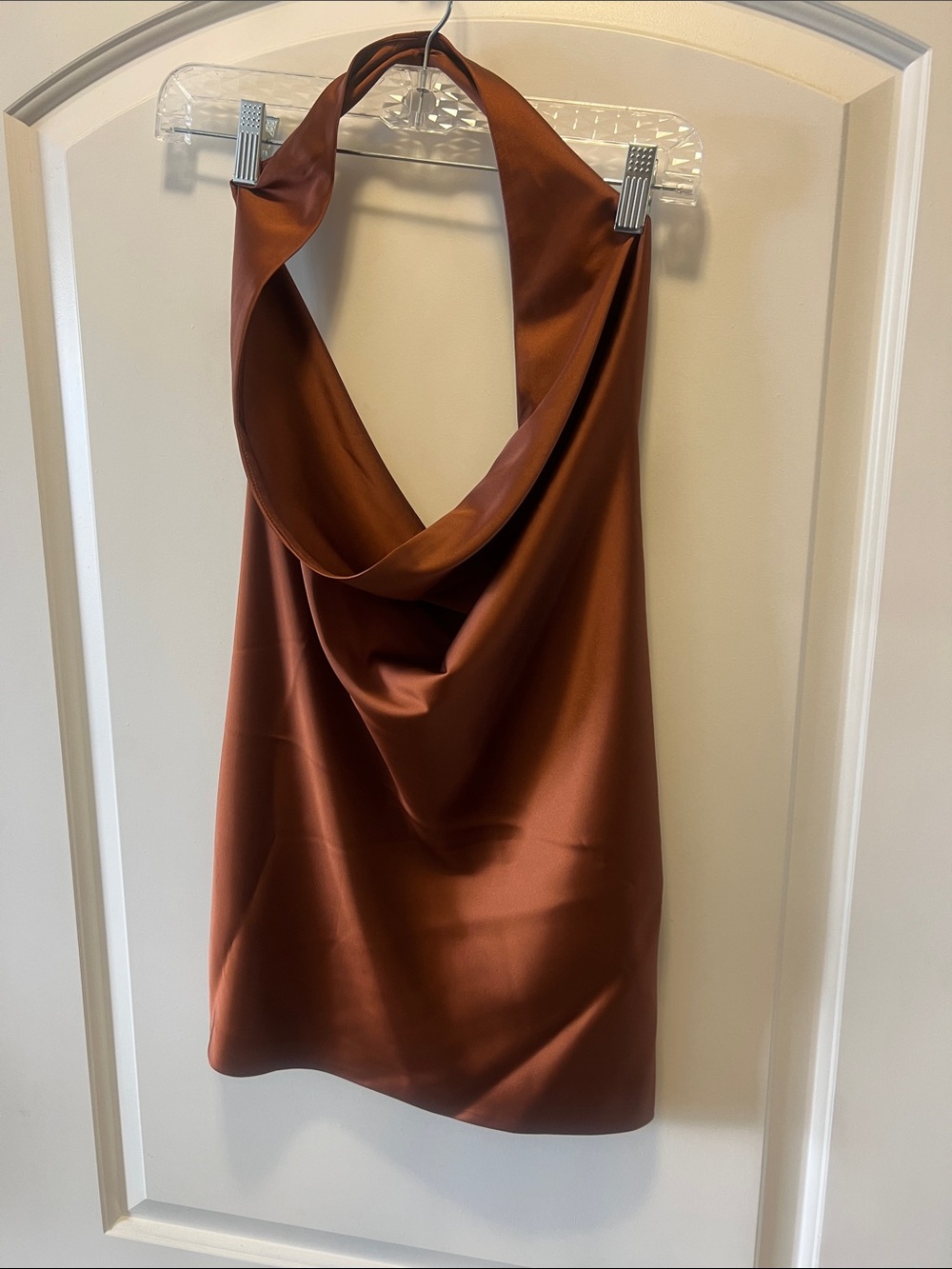 naked wardrobe Satin Shawl Slip Top — Copper Rust